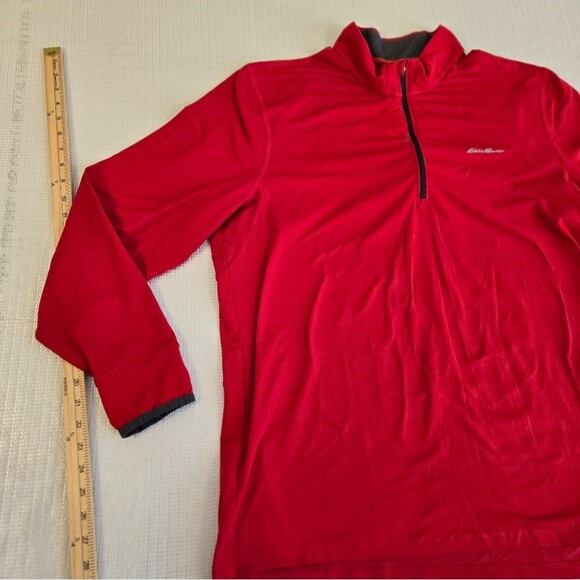 Eddie Bauer 1/4 Quarter Zip Collared Red Pullover Lightweight Mens X Large - Picture 3 of 12